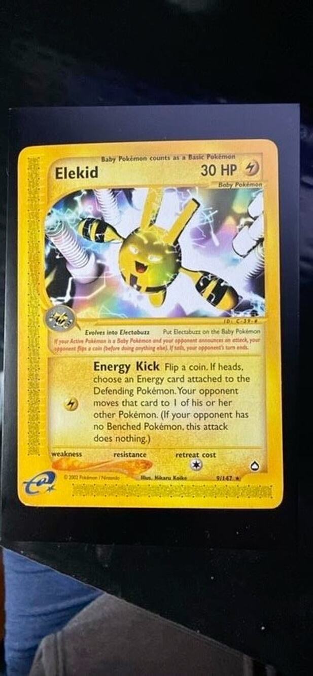 Pokemon TCG Aquapolis Elekid 9/147 Holofoil MP 2002 WotC Vintage Classic Card - Picture 1 of 3